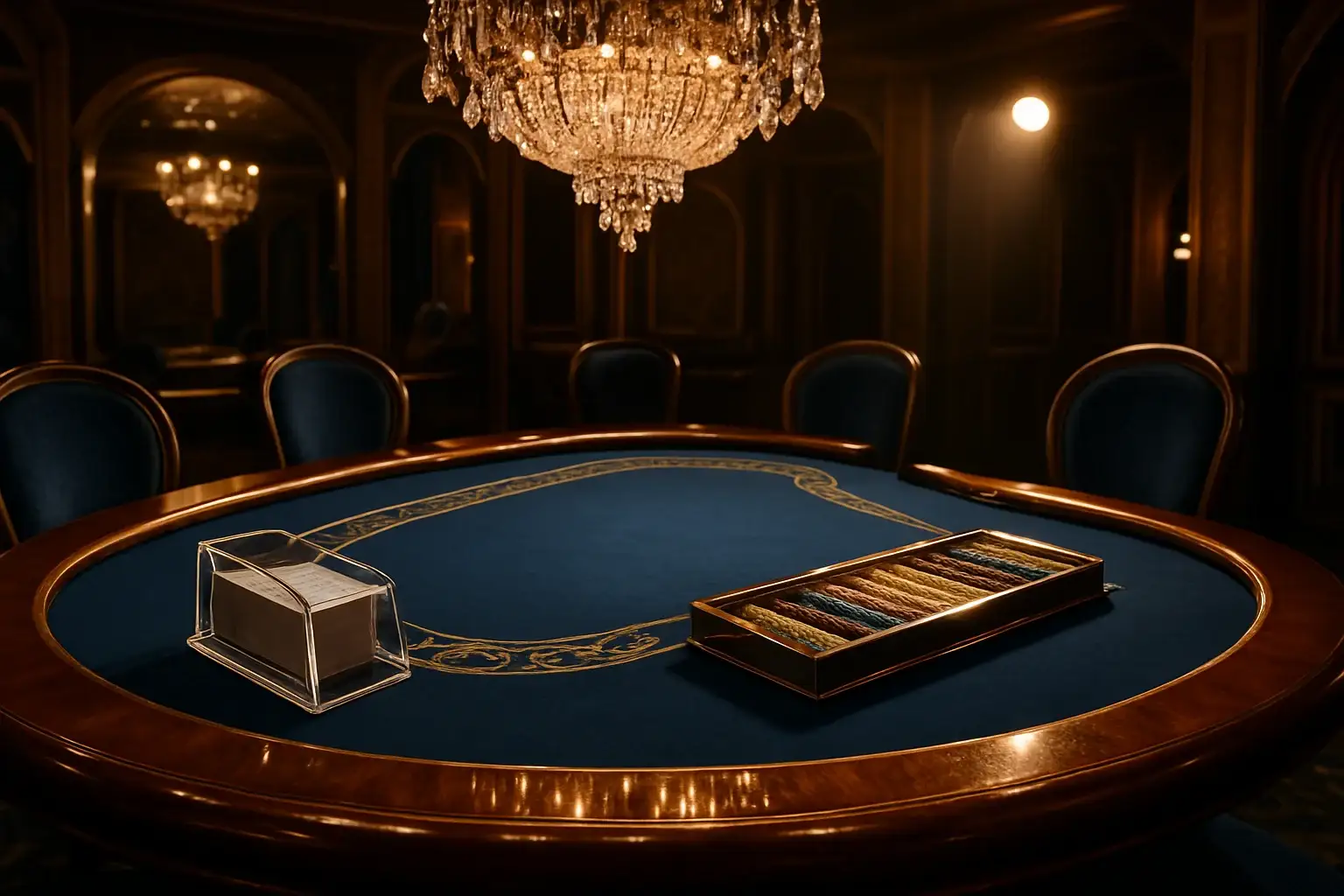 Hyperrealistic wide shot of premium live baccarat studio in the Philippines